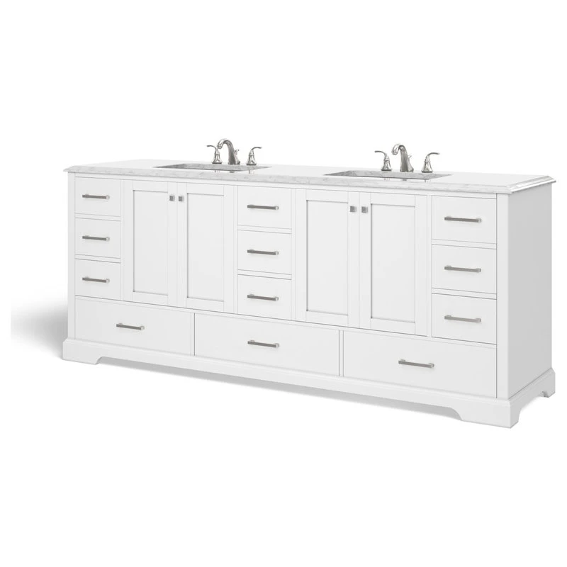 MOD The Laurel Bathroom Vanity, White, 84", Double Sink, Freestanding - Image 10