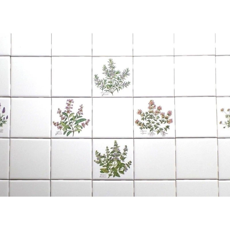 Mottles Murals Ceramic Tiles Botanical Herb 6 Ceramic Tiles Kiln Fired Back Splash Decor Basilicum Lavendula - Image 3