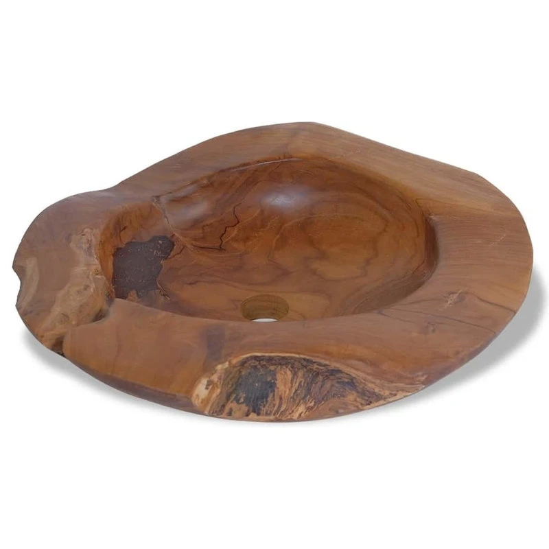 Vida XL International B.V. VidaXL Solid Teak Wood Basin Wash Sink Bathroom Home Indoor Washbowl Bowl - Image 3