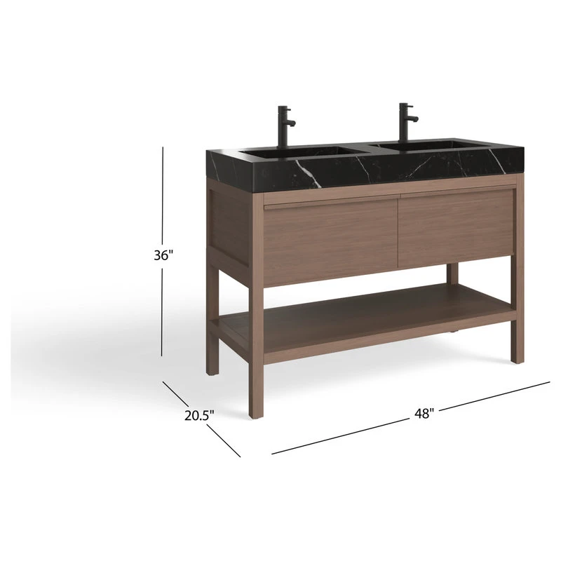 MOD The Shoji Bathroom Vanity, Double Sink, 48", Chestnut Oak, Freestanding - Image 8