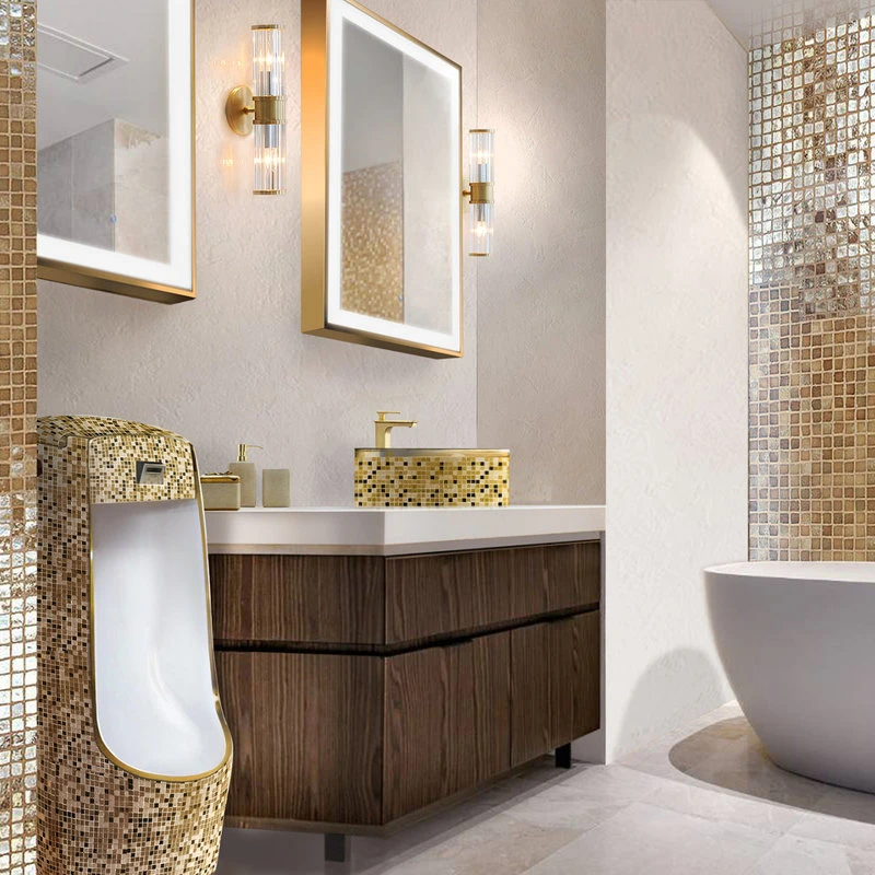 Maison De Philip Round Vessel Sink 18" Gold Mosaic, Sink - Image 4