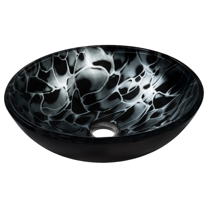 Novatto Tartaruga Glass Vessel Sink And Drain, Matte Black - Image 3