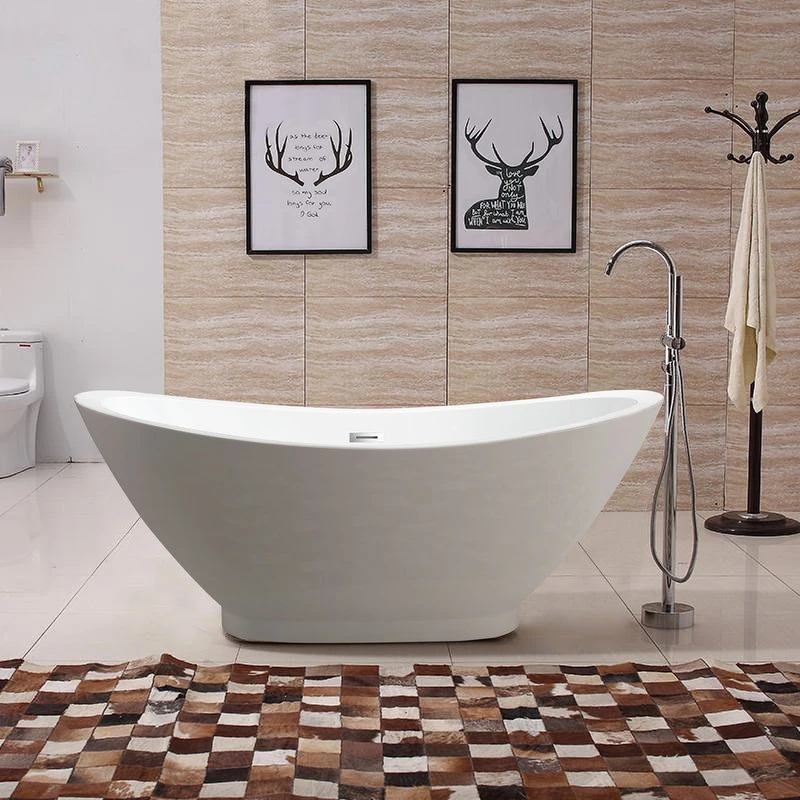 Vanity Art LLC Vanity Art Freestanding Acrylic Bathtub, 33.5"x 69" - Image 11