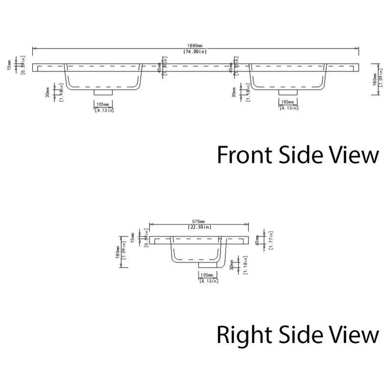Dyconn Faucet 74 Inch Solid Surface Vanity Top - Image 4