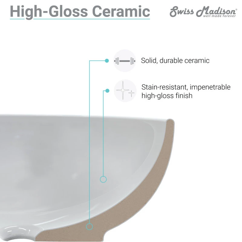 Swiss Madison Plaisir Round Ceramic Bathroom Vessel Sink - Image 7