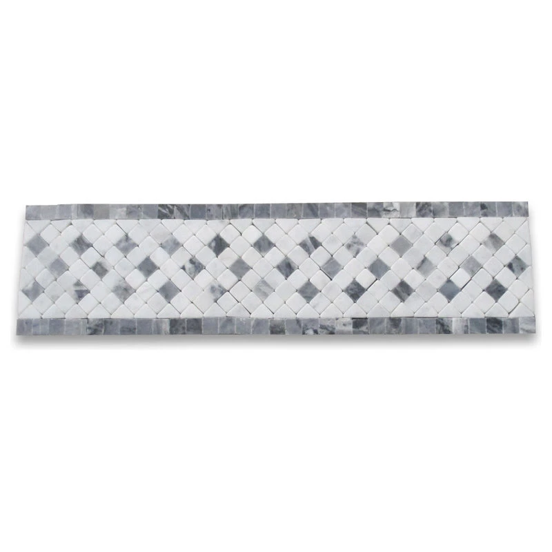 Stone Center Online Marble Mosaic Border Bathroom Listello Tile Inca Sky 3.25x12 Tumbled, 1 Piece