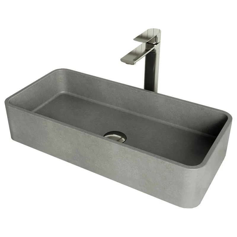VIGO Concreto Stone Rectangular Vessel Bathroom Sink