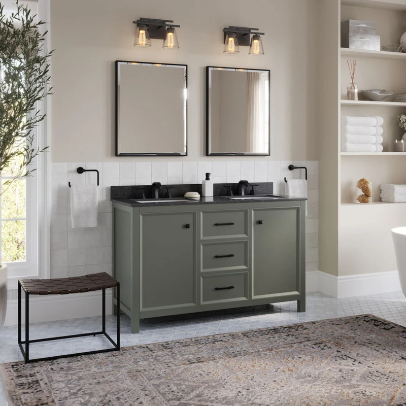 MOD Woodruff Bath Vanity, Double Sink, 54", Pewter Green, Freestanding - Image 2