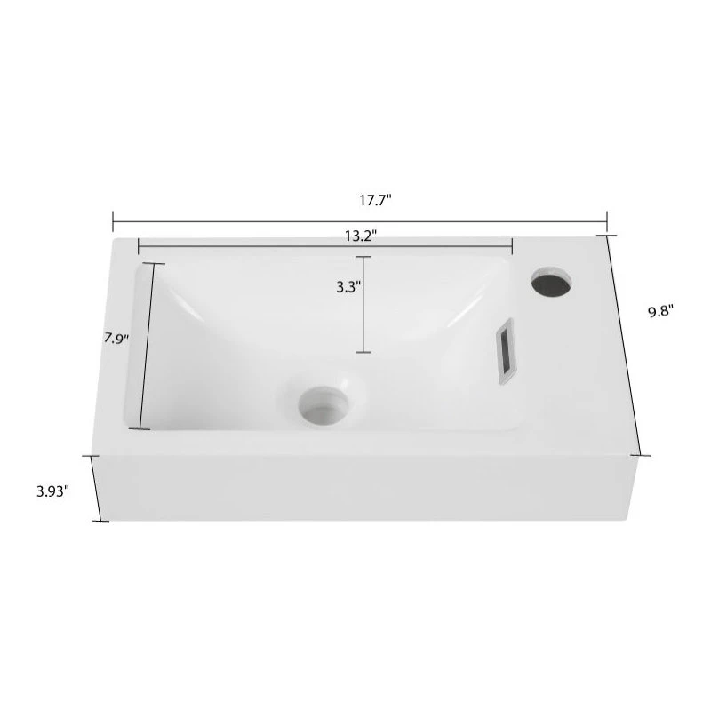 18" Solid Surface Resin Streamline K-1207-18R Vanity Top - Image 5