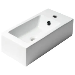 Alfi Trade White 20" Small Rectangular Wall Mounted Ceramic Sink With Faucet Hole