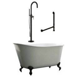 The Tub Connection 54" Swedish Bathtub With Complete Modern Freestanding Plumbing Package- "Gentry", Oil Rubbed Bronze
