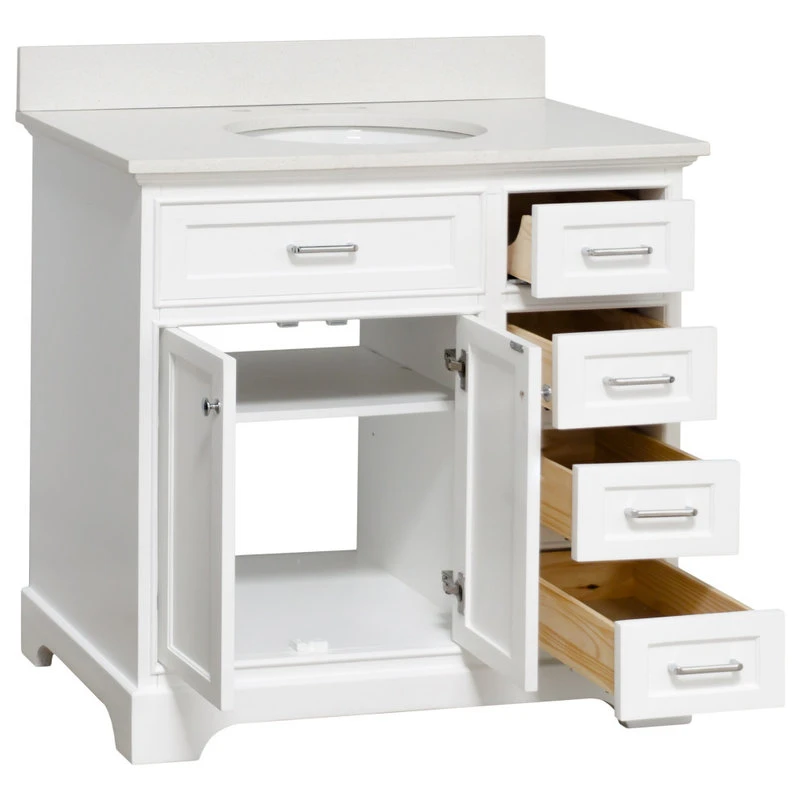 Kitchen Bath Collection Aria 36" Bathroom Vanity, White, Quartz - Image 3