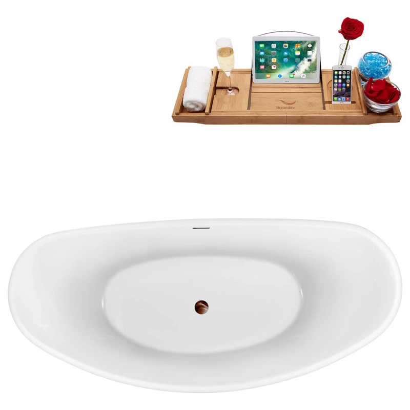 75'' Streamline N950ORB Freestanding Tub, Tray, Internal Drain, Pop-Up: Oil Rubb - Image 3