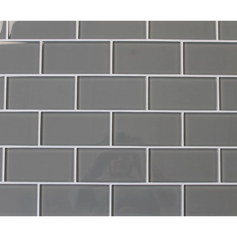 Rocky Point Tile Co Pebble Gray 3x6 Glass Subway Tile, 3"x6" Tiles, Set Of 8 - Image 3