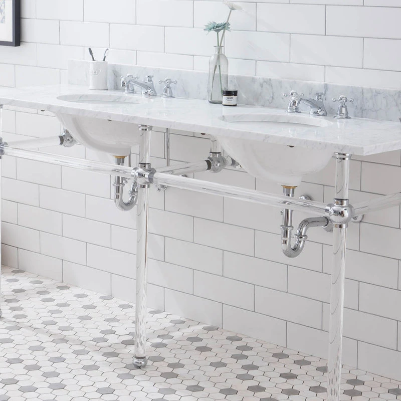 Water Creation Empire 72" Wide Double Wash Stand, P-Trap, Countertop With Basin, Faucet - Image 8