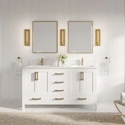 MOD Eleanor Bath Vanity, White, 60", Double Sink, Freestanding