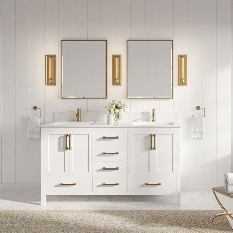 MOD Eleanor Bath Vanity, White, 60", Double Sink, Freestanding