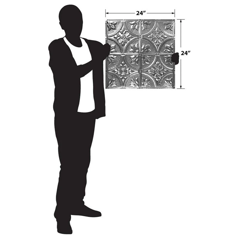 American Tin Ceilings Tin Ceiling 5-Pack Kit, 2' X 2', Brushed Satin Nickel Pattern #02 - Image 2