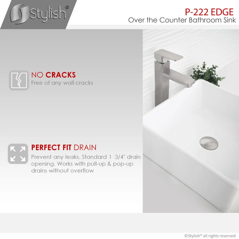 STYLISH 15" White Square Ceramic Vessel Bathroom Sink - Image 6