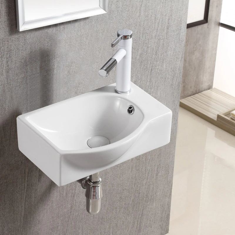 Elite Sinks ELANTI EC1805-L Porcelain Wall-Mounted Sink, Left-Facing, White - Image 4