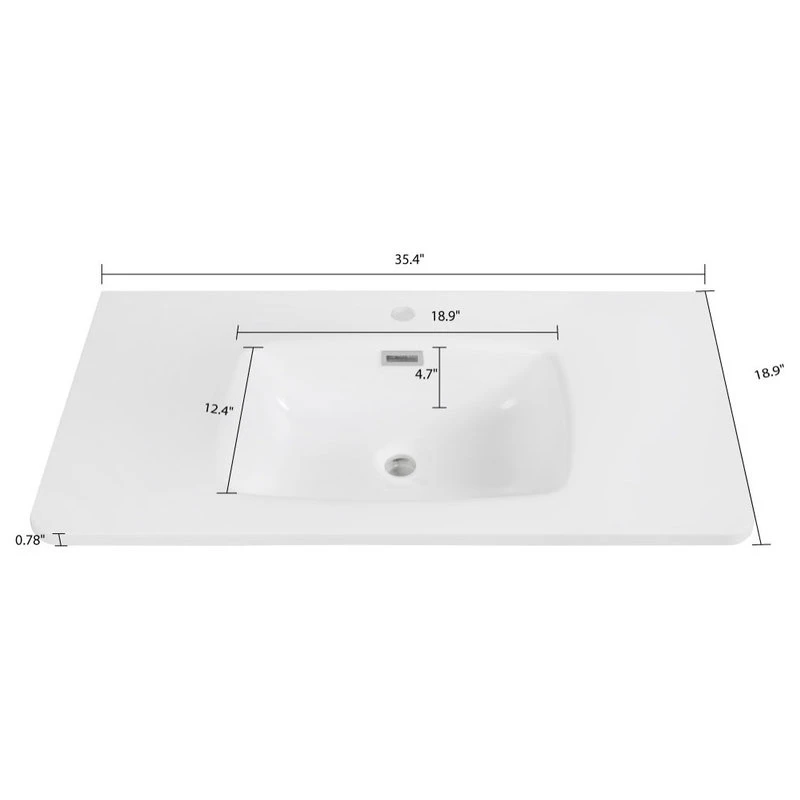 35" Solid Surface Resin Streamline K-1710-35 Vanity Top - Image 5