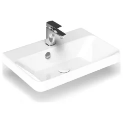 WS Bath Collections Luxury 55 WG Bathroom Sink In Glossy White, 1 Faucet Hole