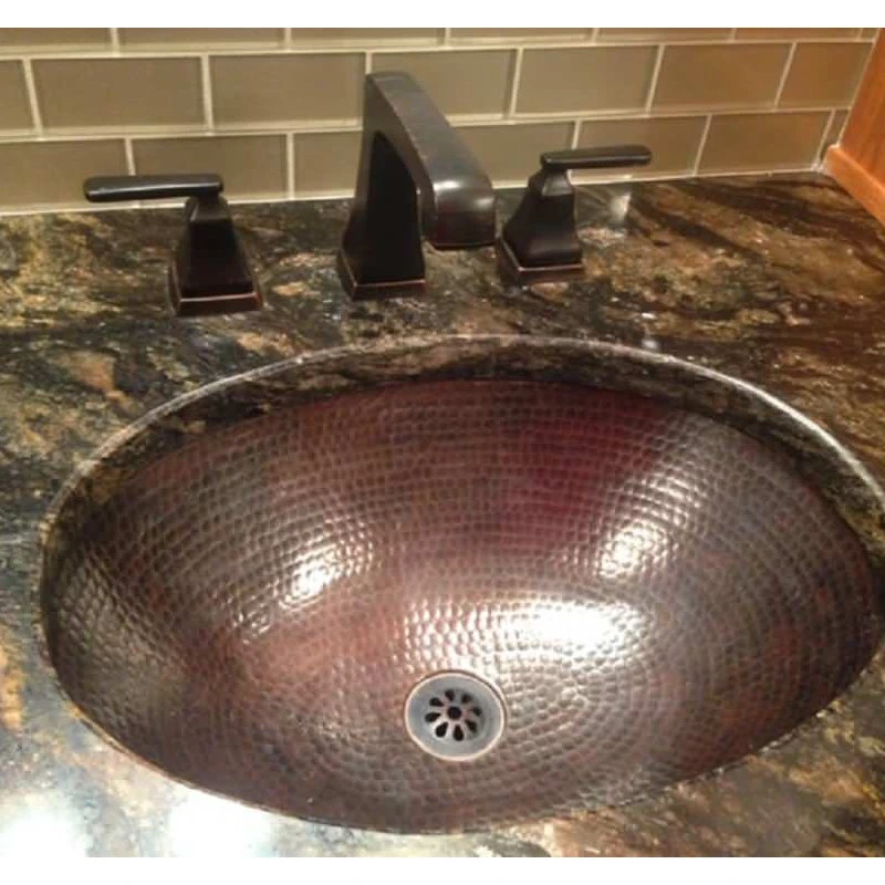 SimplyCopper 19" Rustic Oval Copper Bathroom Sink Dual Mount, Daisy Drain Inlcuded - Image 3