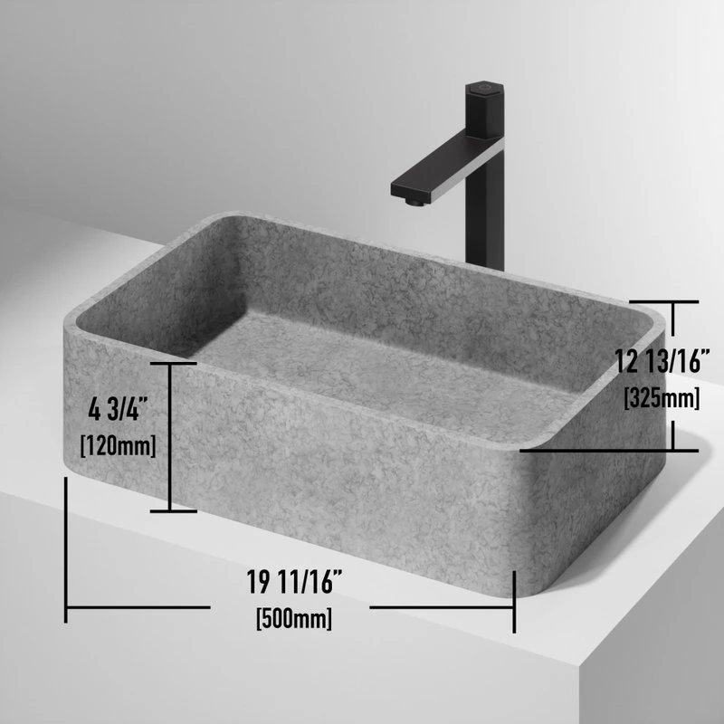 VIGO Concreto Stone Rectangular Bathroom Vessel Sink - Image 6