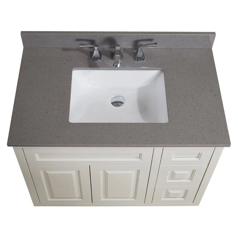 Altair 37 In. Composite Stone Vanity Top In Mountain Gray With White Basin - Image 4
