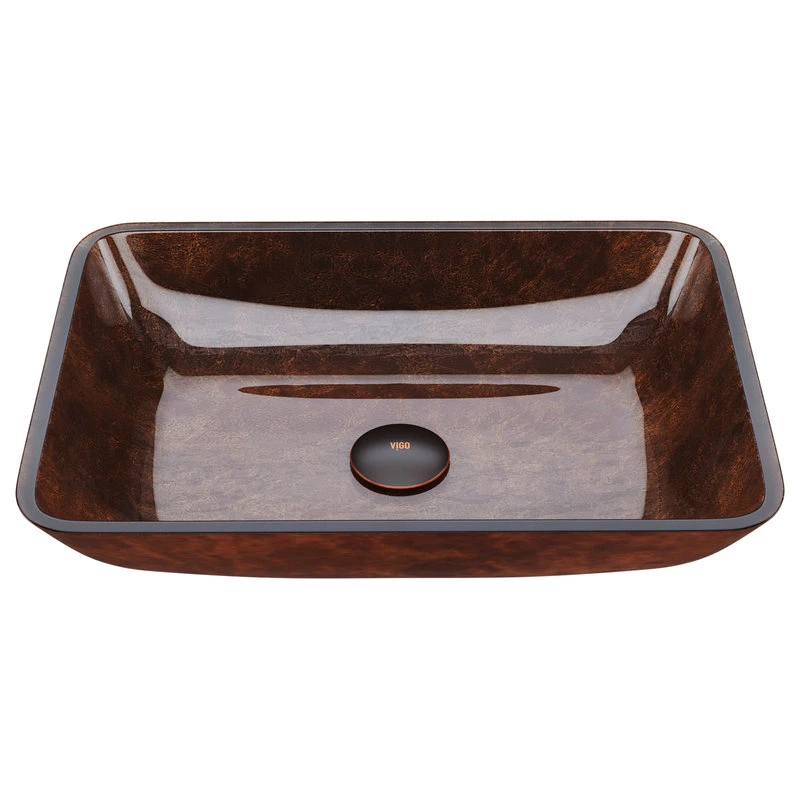 VIGO 18" Rectangular Russet Glass Vessel Bathroom Sink