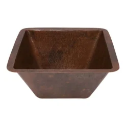 Premier Copper Products 15" Square Under Counter Hammered Copper Bathroom Sink, Oil Rubbed Bronze