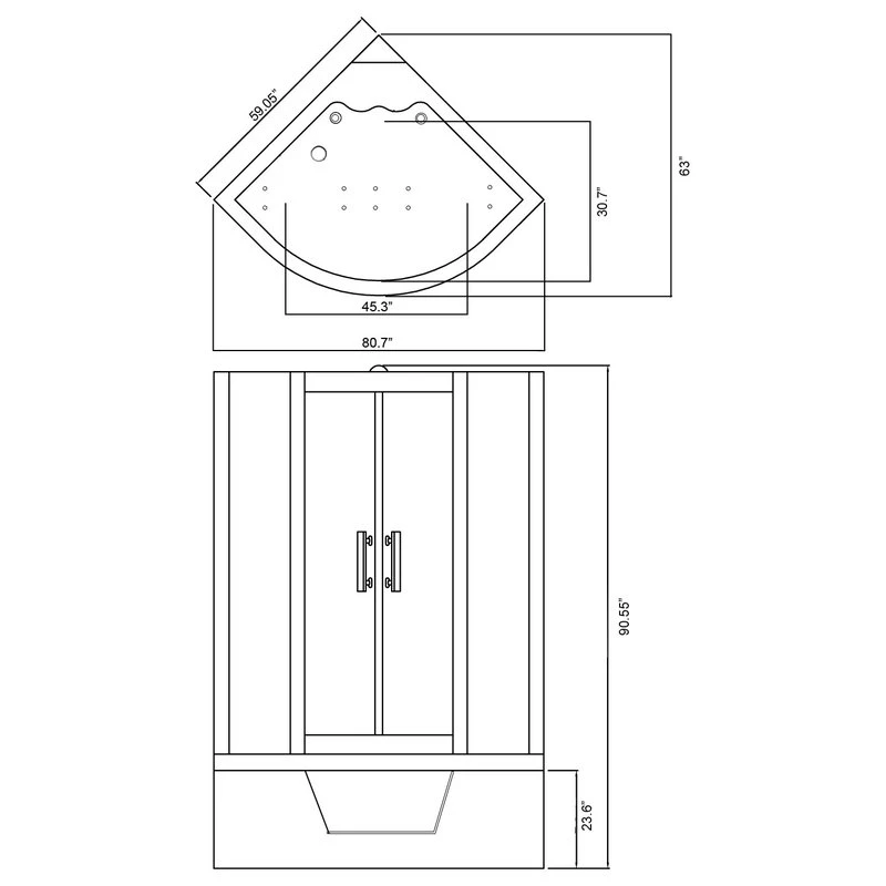 Simbashoppingusa Whirlpool Corner Bathtub Shower 59.05" X 59.05" With Heater - Montecarlo - Image 7