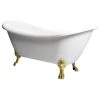 Castello USA Daphne Freestanding Double Slipper Clawfoot Bathtub, White, 59", Gold Feet