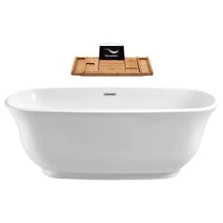 67" Streamline N-661-67FSWH-FM Soaking Freestanding Tub With Internal Drain