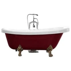 Vanity Art LLC Vanity Art Freestanding Acrylic Bathtub, Red And White, 66.9" X 31.5"