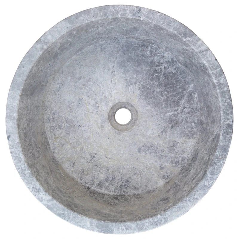 Villohome Natural Stone Tundra Grey Marble Vessel Sink Polished (D)16.5" (H)6" - Image 3