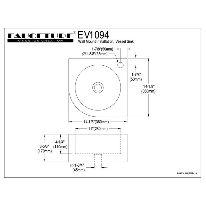 Kingston Brass White Manhattan White China Vessel Bathroom Sink With Faucet Hole EV1094 - Image 2