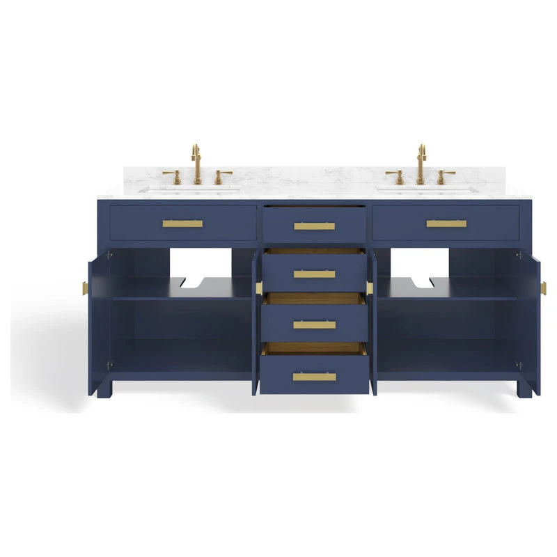 MOD Savoy Bath Vanity, Double Sink, 72", Blue, Freestanding, Faucets And Mirrors - Image 12