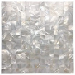 Art3d LLC Mother Of Pearl Mosaic Square Tile, Seamless Splice, White, Set Of 6