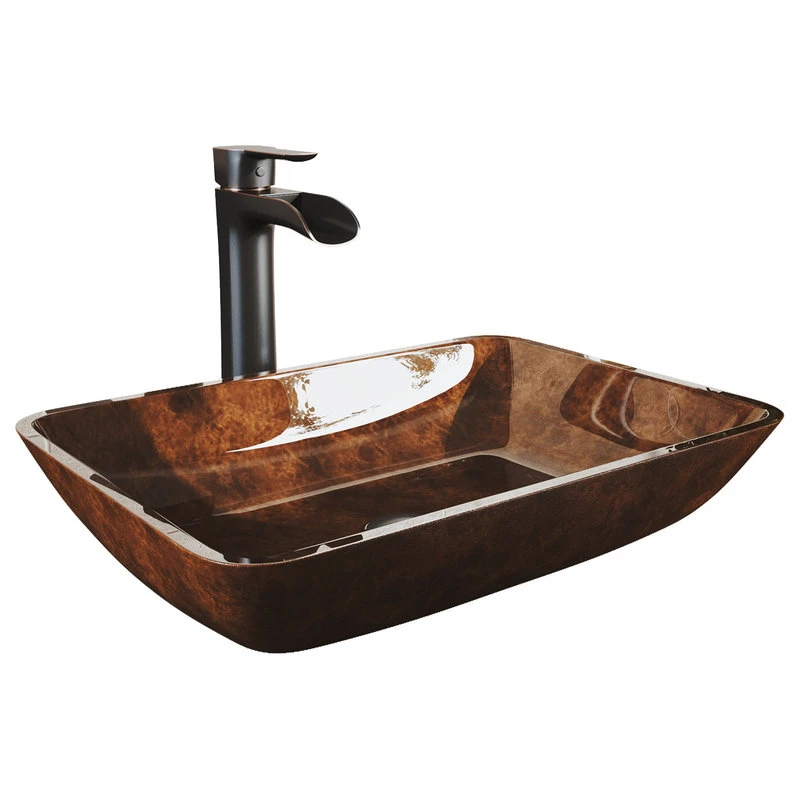 VIGO 18" Glass Vessel Bathroom Sink And Niko Vessel Faucet