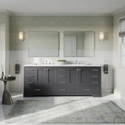 MOD The Laurel Bathroom Vanity, Deep Gray, 84", Double Sink, Freestanding