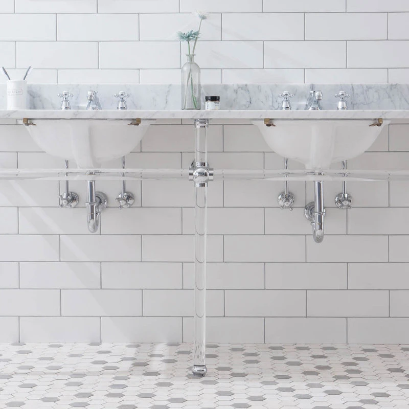 Water Creation Empire 72" Wide Double Wash Stand, P-Trap, Countertop With Basin, Faucet - Image 7