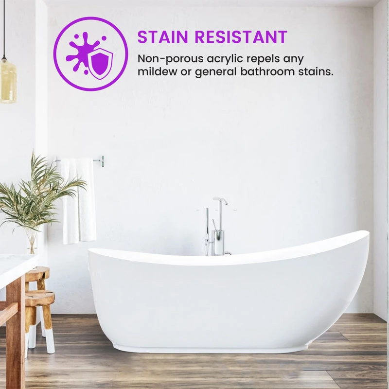 Vanity Art LLC Vanity Art Freestanding Acrylic Bathtub, White, 35"x71" - Image 5