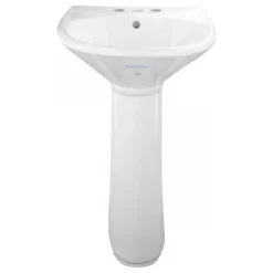 Renovators Supply Manufacturing Renovators Supply White Small Pedestal Sink With Brass Faucet, Drain & P-Trap