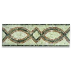 Stone Center Online Marble Mosaic Border Listello Tile Romanze Green Jade 5.9x17.7 Polish, 1 Piece