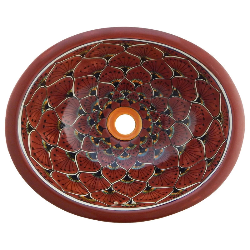 Color Y Tradicion Mexican Talavera Ceramic Hand Painted Bathroom Oval Sink