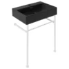 Swiss Madison Claire Ceramic Console Sink Matte Black Basin Matte White Legs, 24"