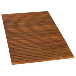 Cortesi Home Oskar String Spa Shower Mat, Solid Teak Wood Oiled Finish