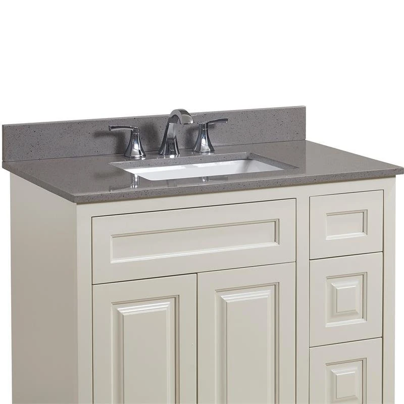 Altair 37 In. Composite Stone Vanity Top In Mountain Gray With White Basin - Image 5