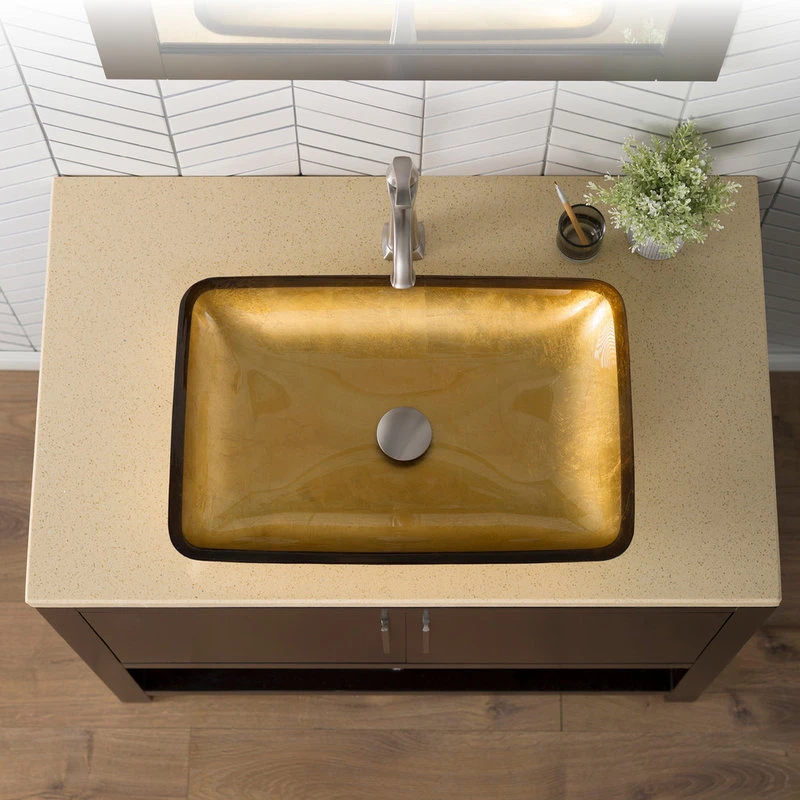 Kraus USA, Inc. Kraus GVR-210-RE-SO 21-7/8" Golden Pearl Glass Vessel Bathroom - Golden Pearl - Image 2